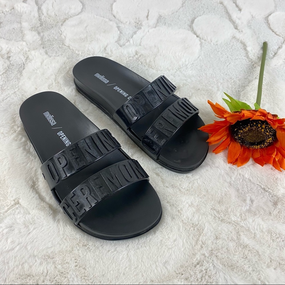 Melissa x Opening Ceremony Black Flipp Slides Rubber Sandals